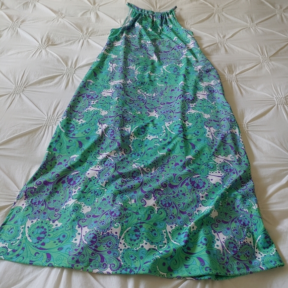 Maxime Zeaberg Toronto blue green paisley printed maxi dress. Size 1 (M) - Picture 3 of 15